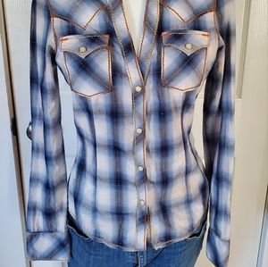 True Religion long sleeve snap up top